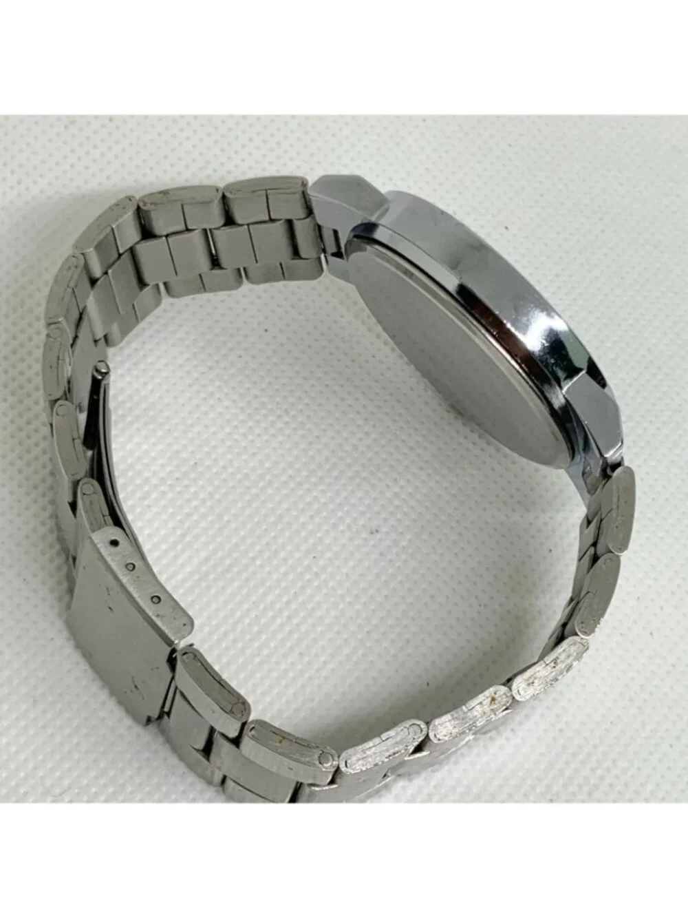 Sinobi men watch 40mm silver tone black dial Roman indices quartz 7.5” running